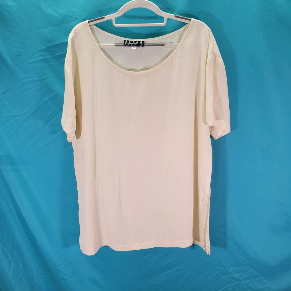 Kenar Studio Womens Ivory Blouse S Short Sleeve Lightweight & Breathable Casual